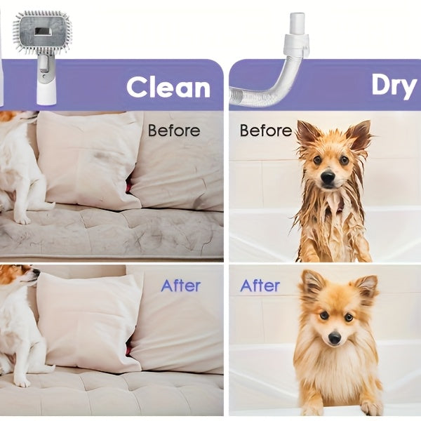 8-in-1 Pet Grooming Vacuum & Dog Hair Vacuum, 12000Pa Powerful Dog Vacuum For Shedding Grooming Hair, 2.2L Large Dust Cup, Low Noise, 3 Suction Levels, 6 Grooming Tools, Home Cleaning, Without Battery