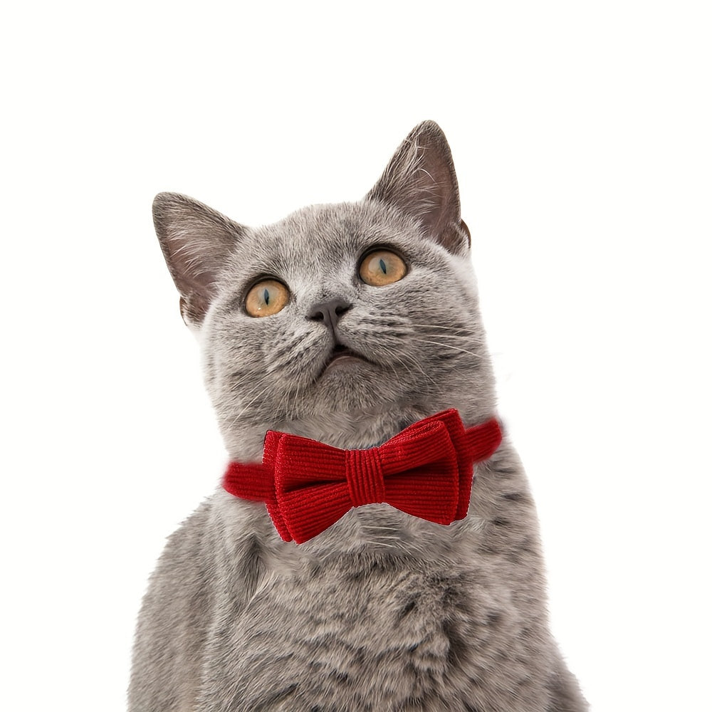 Adjustable Red Bow Tie Pet Collar - Detachable, Festive Accessory for Cats & Small Dogs, Perfect for Valentine's Day & Christmas Gifts