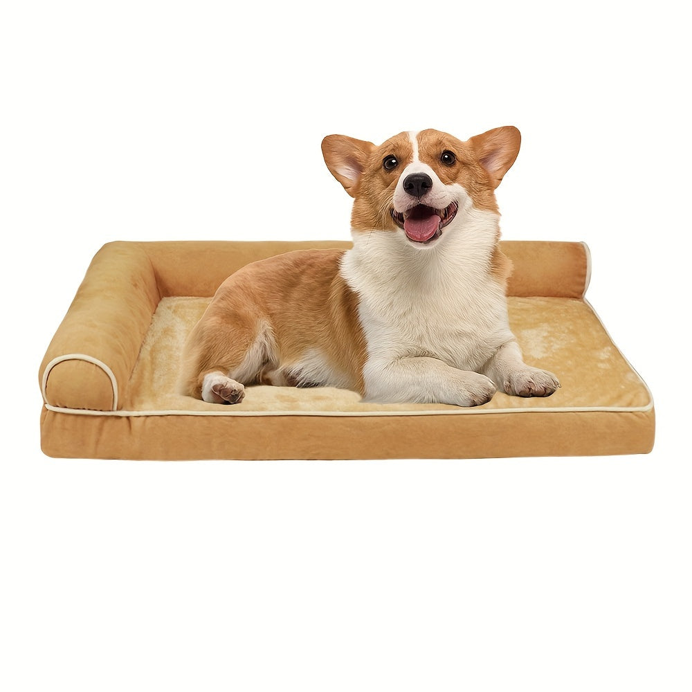 Memory Foam Orthopedic Dog Bed For Medium Dogs, Waterproof Medium Dog Beds With Washable Removable Cover, Dog Sofa Bed, L Shaped Pet Bed With Waterproof Lining And Nonskid Bottom