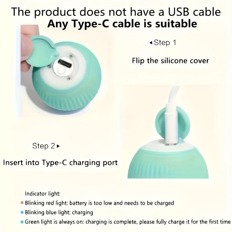 Smart Interactive Pet Toy - Rechargeable Rolling Ball for Dogs & Cats, USB, Silicone Material
