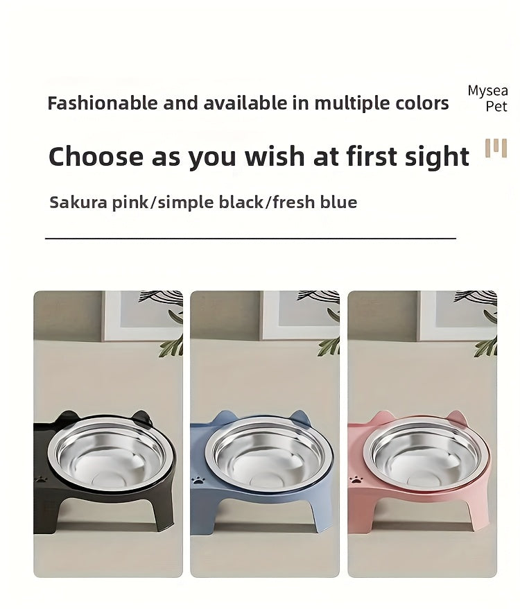 Stainless Steel -Tipping Double-Bowl Cat & Dog Food Feeder