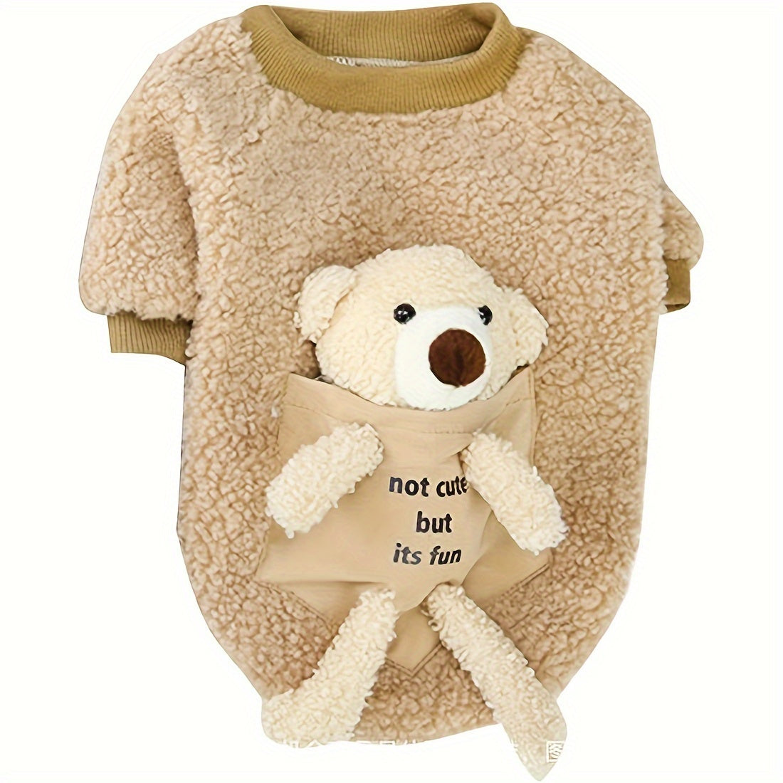 Adorable Teddy Bear Pocket Dog Sweater - Shirts for Small and Medium Breeds - Soft Fleece Pullover for Winter and Autumn, Cozy Pet Apparel with Cute Design