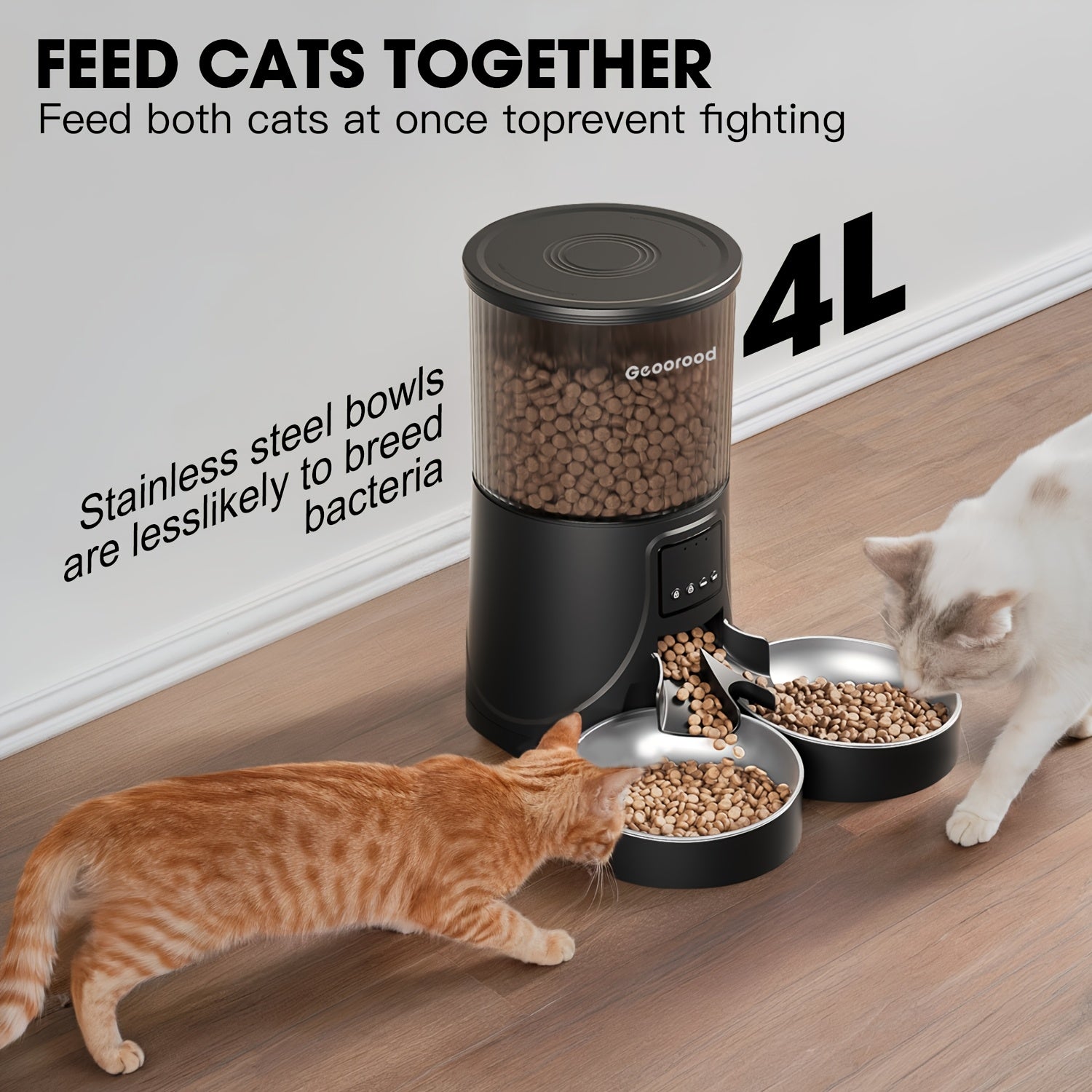Automatic Feeding Device for 2 Cats, WiFi Cat Food Dispenser with APP for Remote Feeding, Timed Automatic Feeding Device for Dogs, Dual Tray Pet Feeding Device for Cats And Dogs