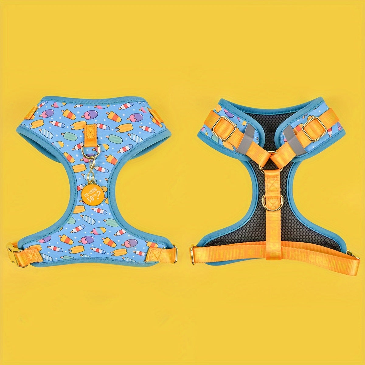 Luxury Golden Metal Clasp Fashion Printed Pet Harness