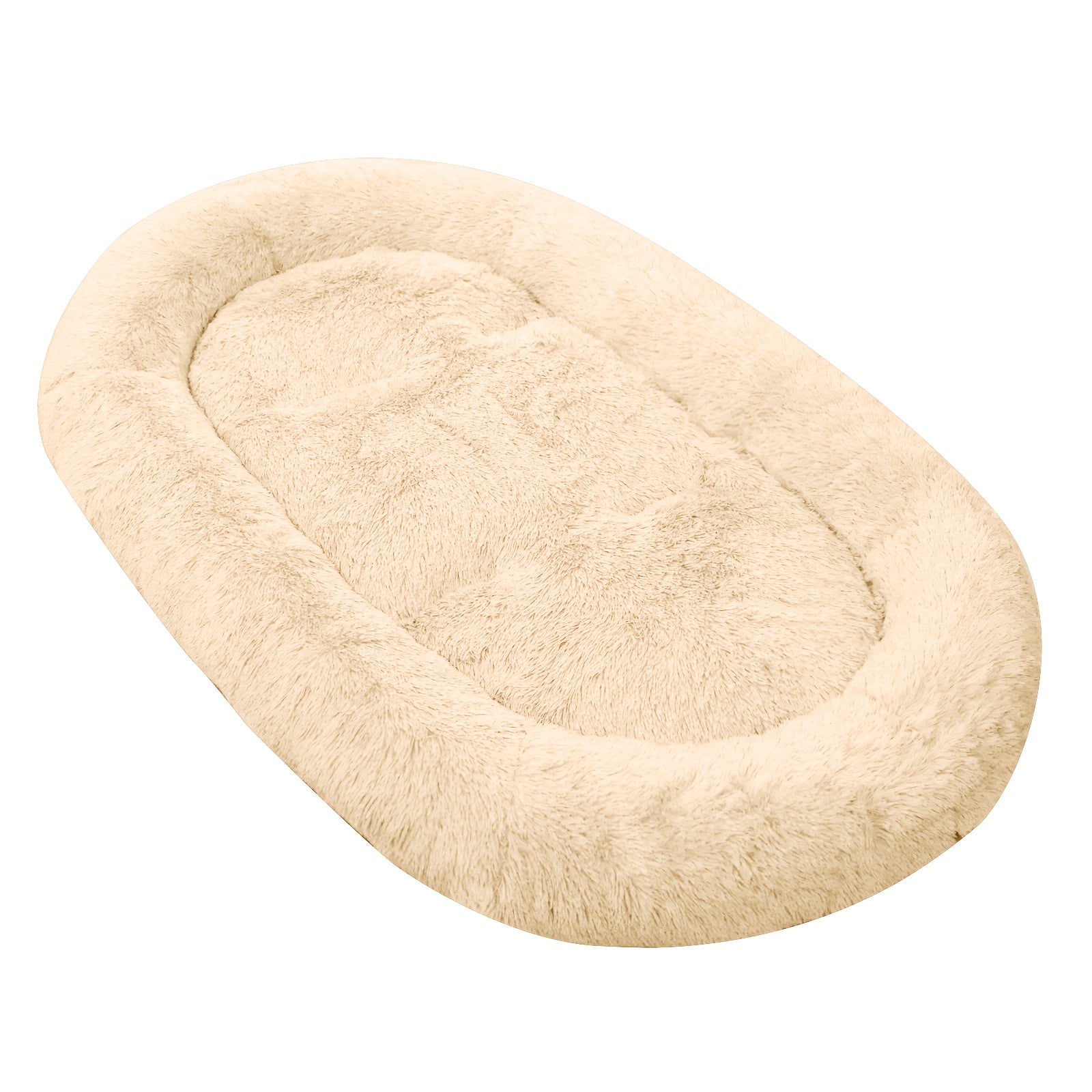 Extra Large Orthopedic Human & Dog Bed with Plush Pillow & Blanket - 71"x45"x12" Washable Faux Fur Pet Couch, Non-Slip Base, Removable Cover - Grey Bed for All Dog Breeds (Small/Medium/Large Dogs) & Cozy Napping Companion for