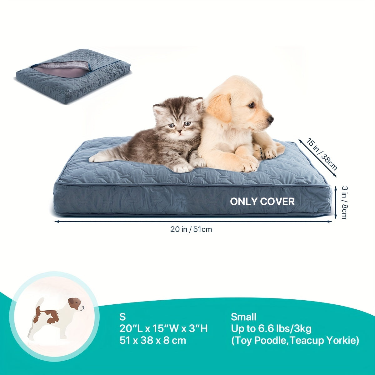 1pc & Machine Washable Dog Bed, Anti-Leakage Removable Dark Gray Pet Bed Cover, Dog Bed Protector Rainbow Dog Paw Furniture Cover for Extra Large, Large, Medium, Small Dogs