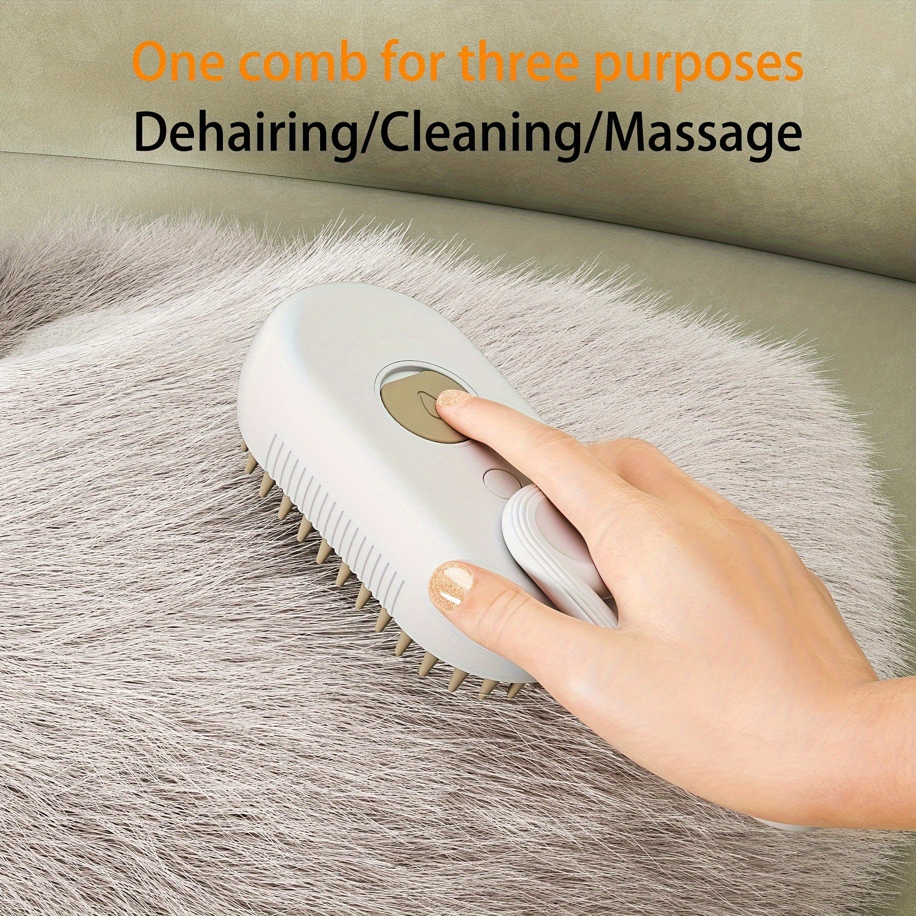 Steam Brush for Cats And Dogs - 3 in 1 Pet Grooming Tool with Release Button, Spray, Hair Removal