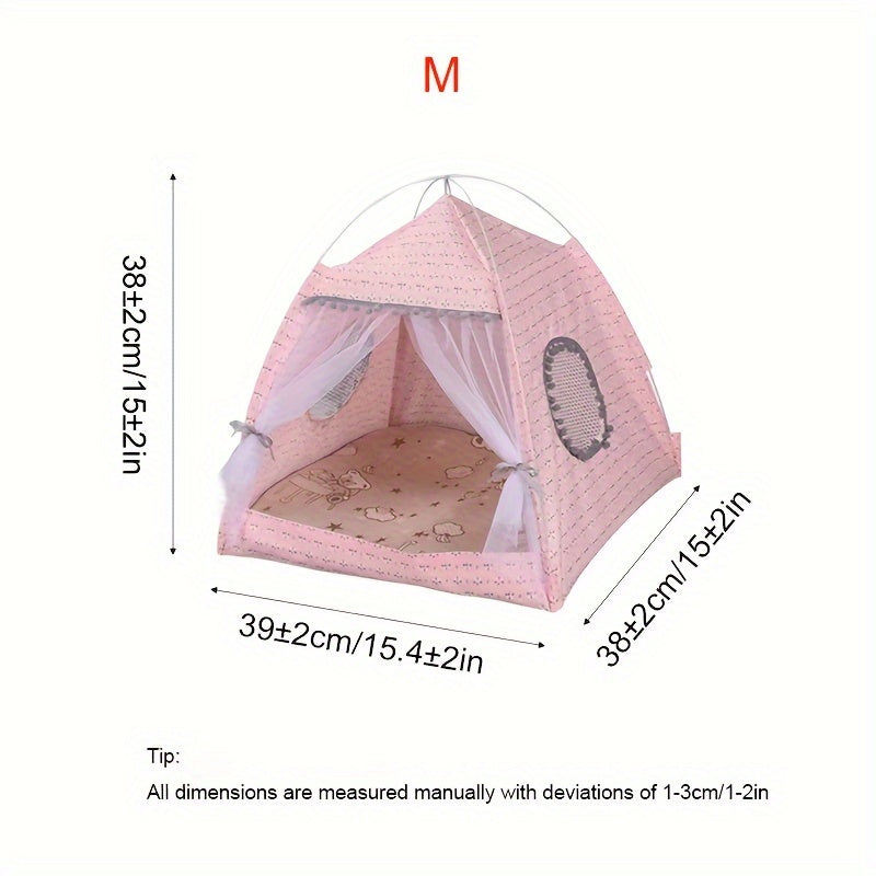1pc Semi-enclosed Pet Floral Tent, Cute Cooling Pet Bed, Comfortable All Seasons Universal Cat Nest