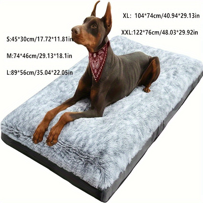 Orthopedic Dog Bed for Medium & Large Dogs - Plush Blue Faux Fur Pet Bed with High-Density Polyester Fill, Winter Warmth & Pressure Relief, Durable Easy-Clean Indoor Dog Bed for German Shepherds, Labradors, Rottweilers, Cozy