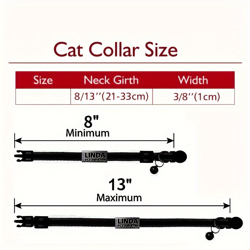 Personalized Bling Cat Collar With Nameplate, Glitter Cat Collar With ID Tag Pendant And Bell, Cute Customized Pet Collar ID Name Pendant Tags For Kittens And Puppy Dogs, Engraved Cat Decoration