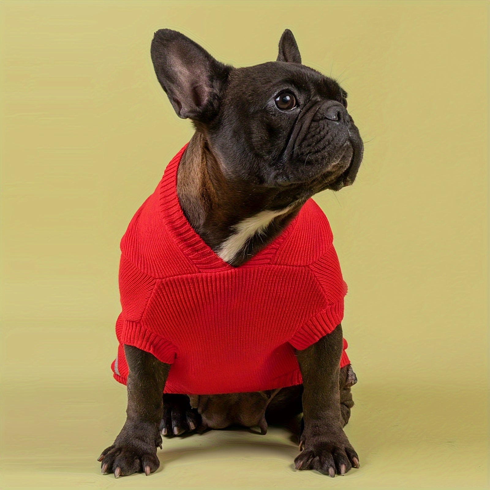 Reflective Bone and Stripe Pattern Dog Sweater, All-Season Knit Acrylic Pet Apparel, Machine Washable, Breathable Pullover for Small to Medium Breeds
