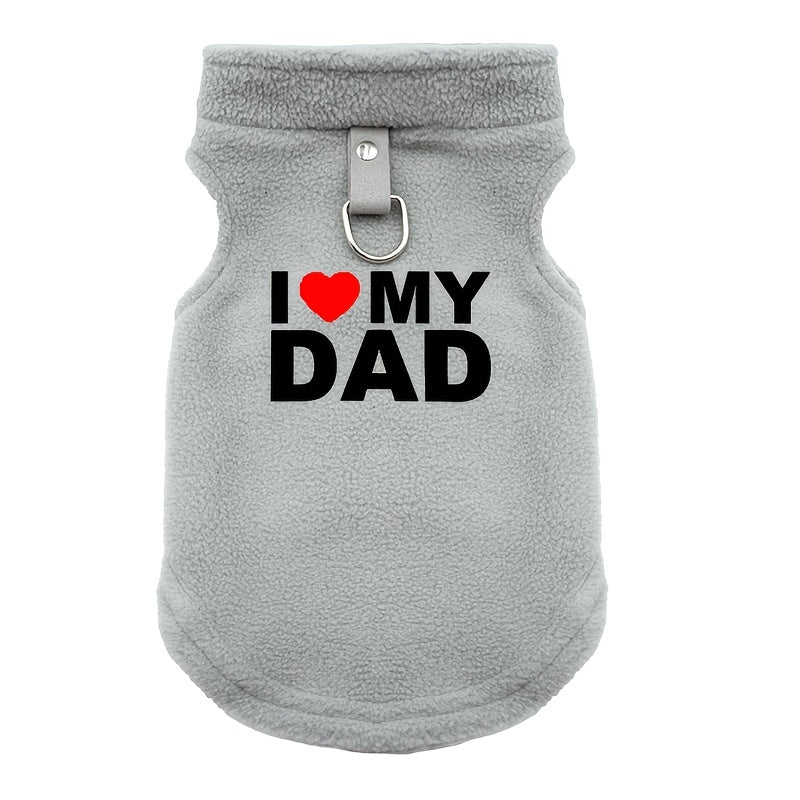 "I Love My Dad" Soft Fleece Dog Sweater with Leash - Comfortable Pullover Pet Apparel for Small to Medium Dogs and Cats, Durable Breathable Fabric, Perfect for Chihuahuas, Yorkies, Shih Tzus, Pomeranians, Bichon Frise, French