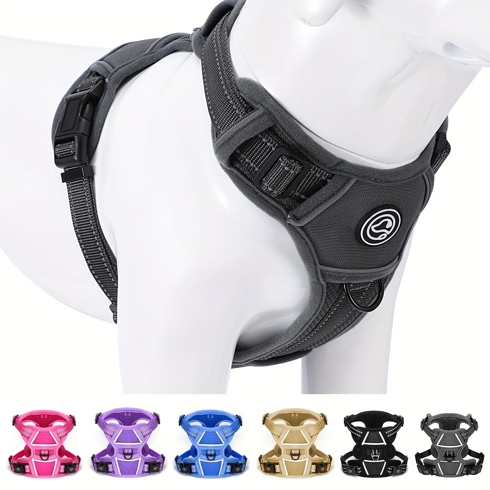 Dog Harness Medium Sized, No Pull Dog Harness For Medium Large Dogs, Adjustable Soft Padded Dog Vest Harness With Reflective Strips Pet Harness For Medium Large Dogs