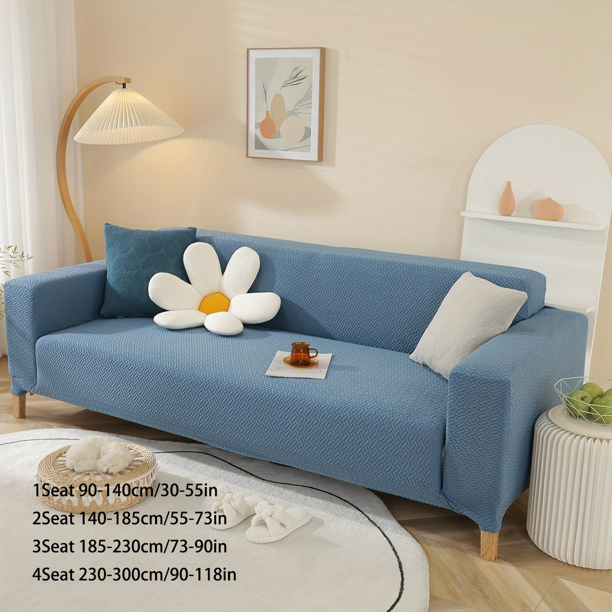 A Stretch Sofa Cover, Thickened Star Chain Knitted Jacquard Sofa Cover 1/2/3/4 Seat Sofa Protection Cover, Elastic at The Bottom, for The Family with Pets, Full-Bag Sofa Dust Cover