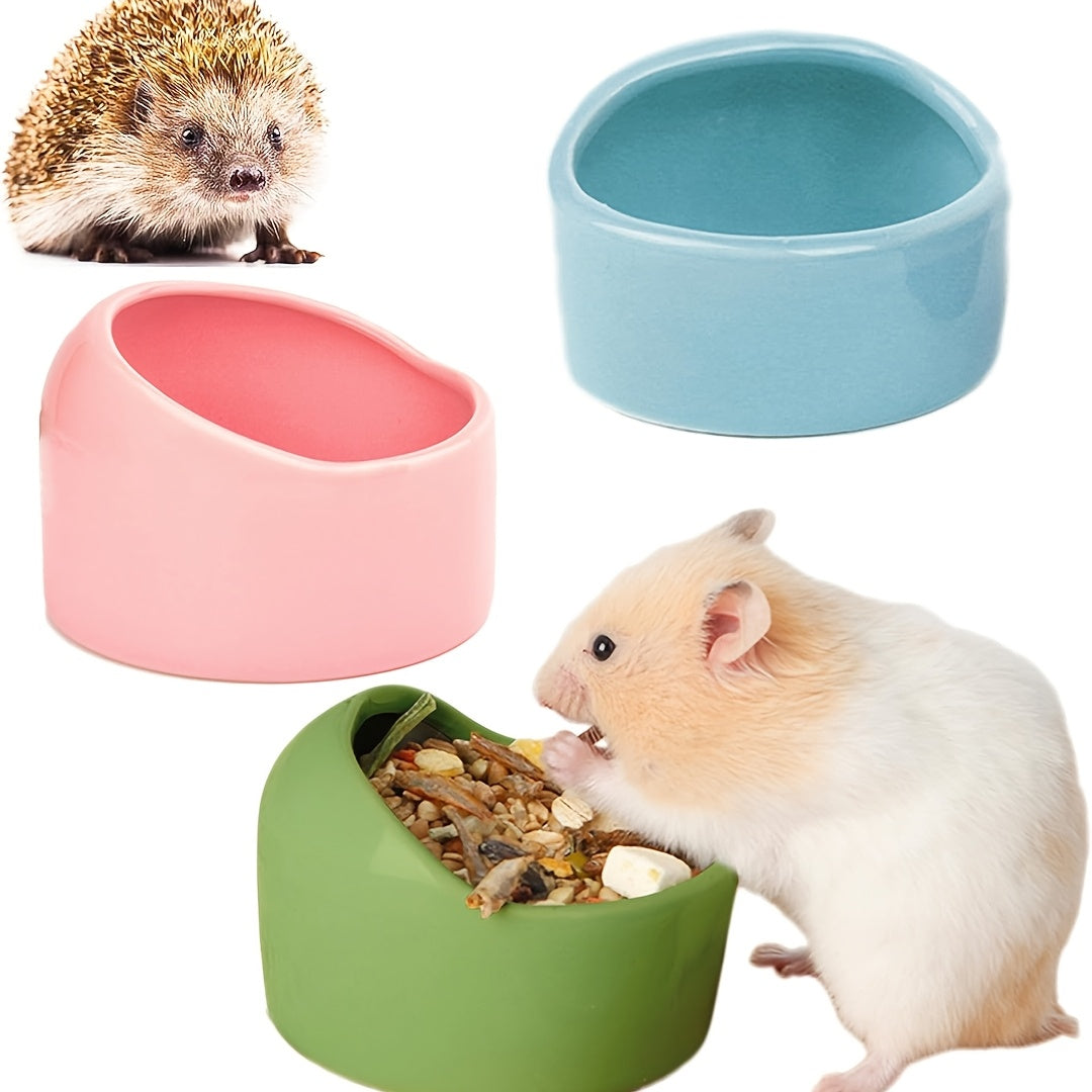 4pcs Durable ABS Anti-Scratch Hamster Feeding Bowls in Blue, Pink, & Green - Easy to Clean, Chew-Resistant for Small Pets, Perfect for Dry & Fresh Food, Small Pet Feeding|Vibrant Pet Bowl|Abs Imitation Ceramic