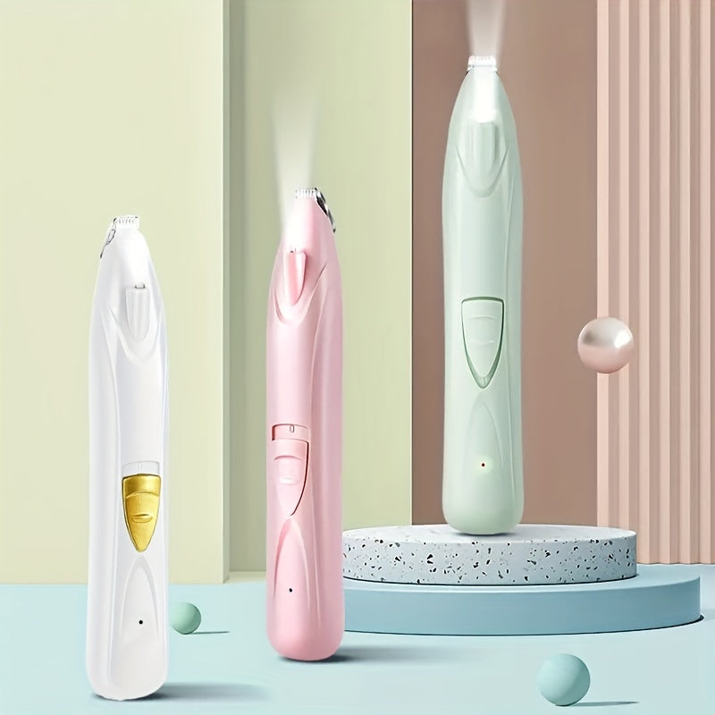 Rechargeable Pet Grooming Clipper with LED Light - USB Charged, Lithium Battery Powered for Dogs & Cats