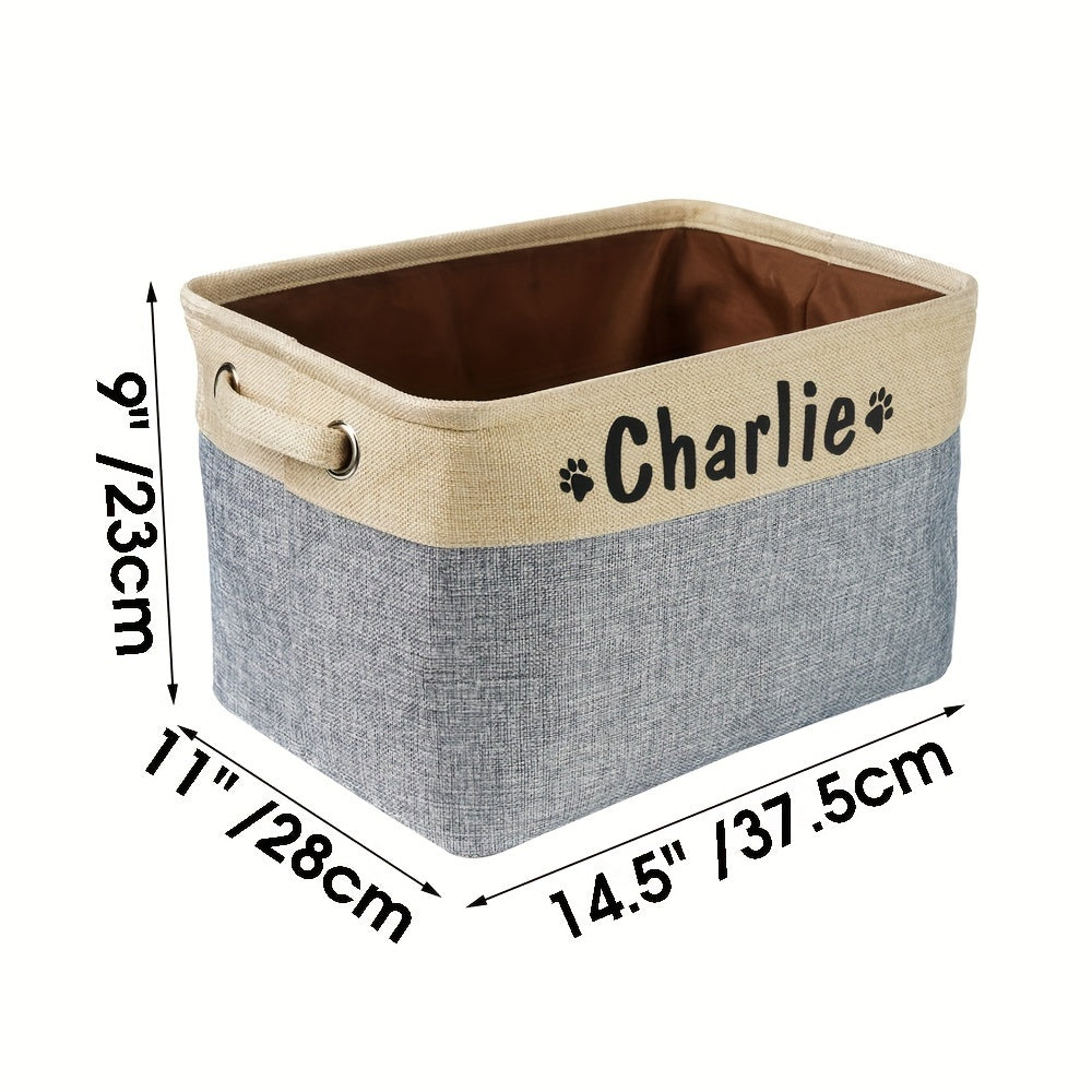 Foldable Pet Toy Storage Basket, Customizable Sturdy And Durable And Linen Storage Box, Without Battery