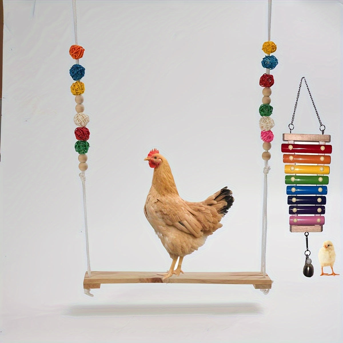 1pc Colorful Chicken Xylophone Toy Hanging Gnawing String Bird Cage Toy For Pet Bird Parrot Chicken For Playing