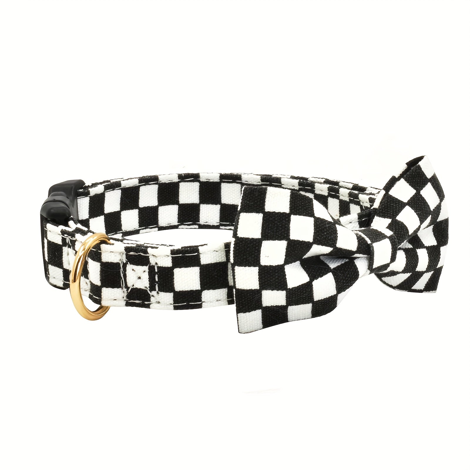 Nylon Classic Plaid Dog Collar With Bow Tie, Adjustable Comfortable Pet Collar With Quick Release Buckle