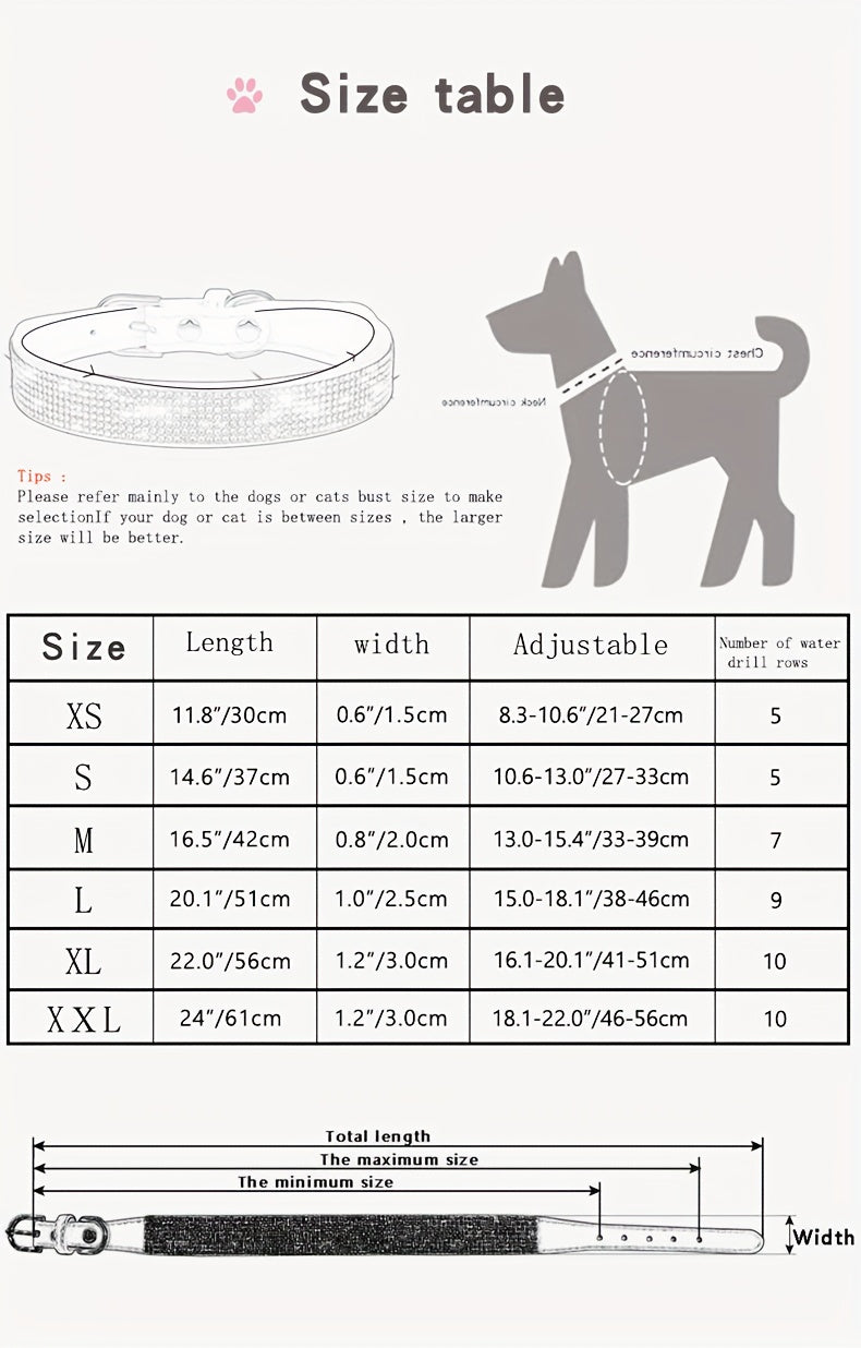 Sparkling Rhinestone Dog Collar with Leash