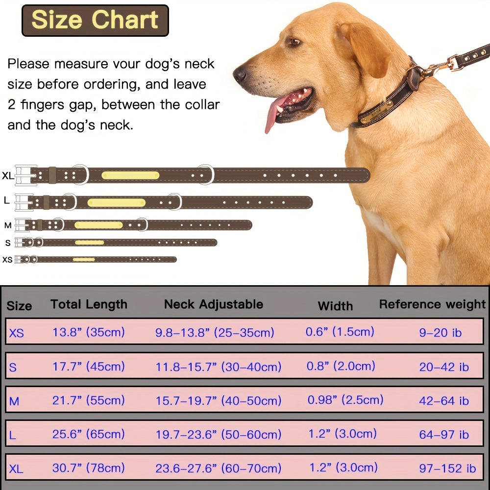 Personalized Dog Collar with Custom Engraving, Adjustable Pet Collar with Durable Buckle, Elegant Accessory for Small to Large Dogs