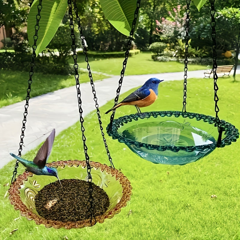 1pc Delightful Hanging Bird Feeder and Birdbath Combo - Attracts Hummingbirds, Easy to Clean, Durable, Weather-Resistant, Perfect for Outdoor Garden Decor, Yard, Farm Supplies, and Wildlife Watching