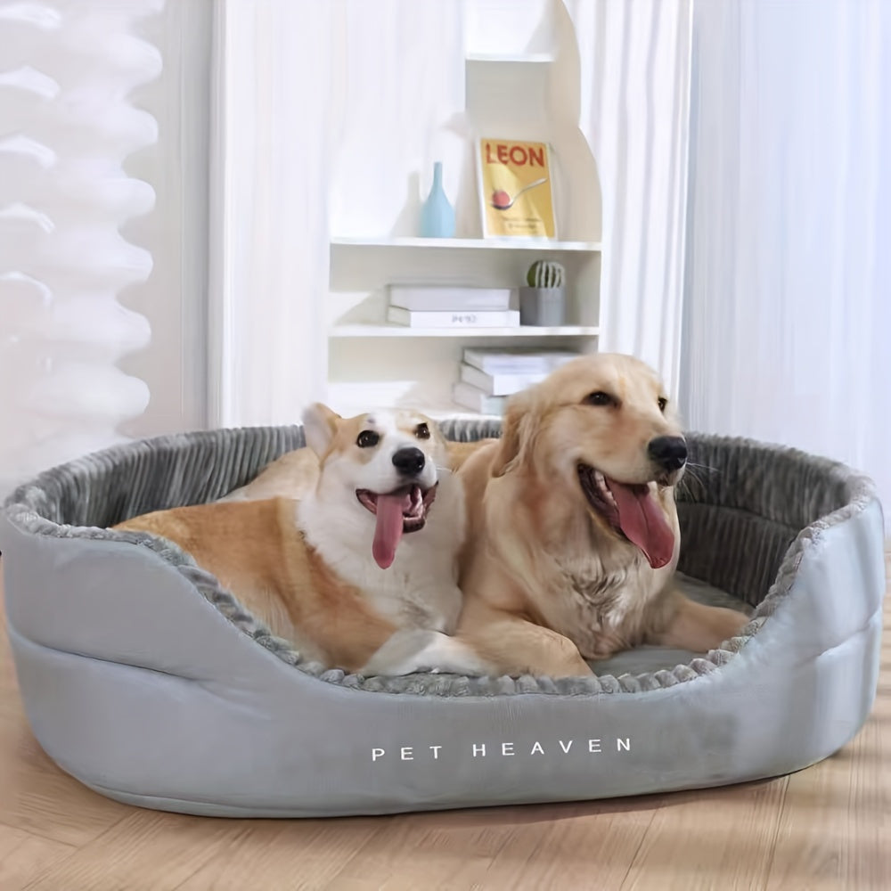 Deluxe Washable Dog Bed - Medium and Large, Double Side Optional, High and Low Side, All-season Detachable Mat, Warming Cozy Soft Pet Bed for Christmas Gift, Winter Warm Animals Sleeping Sofa