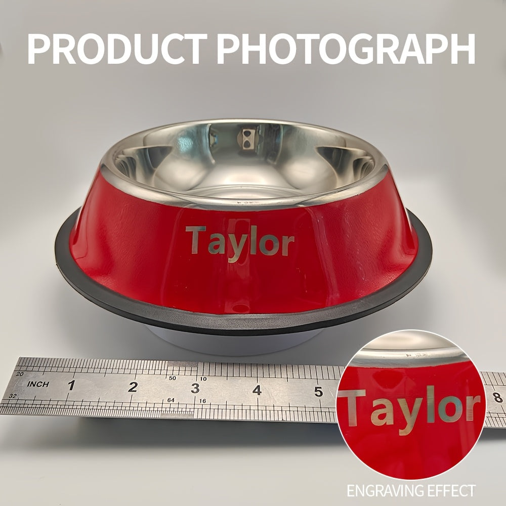 Stainless Steel Non-Slip Pet Bowl - Custom Engraved with Personalized Name - Ideal Memorial Gift for Pet Owners, Tip-Resistant, Stylish Pet Dish, Dog Memorial Items