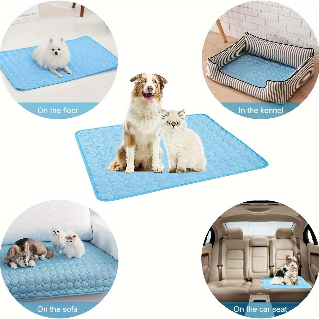 Cooling Dog Bed, Bite-Resistant Pet Mat, Breathable Ice Silk Cushion for Summer Comfort