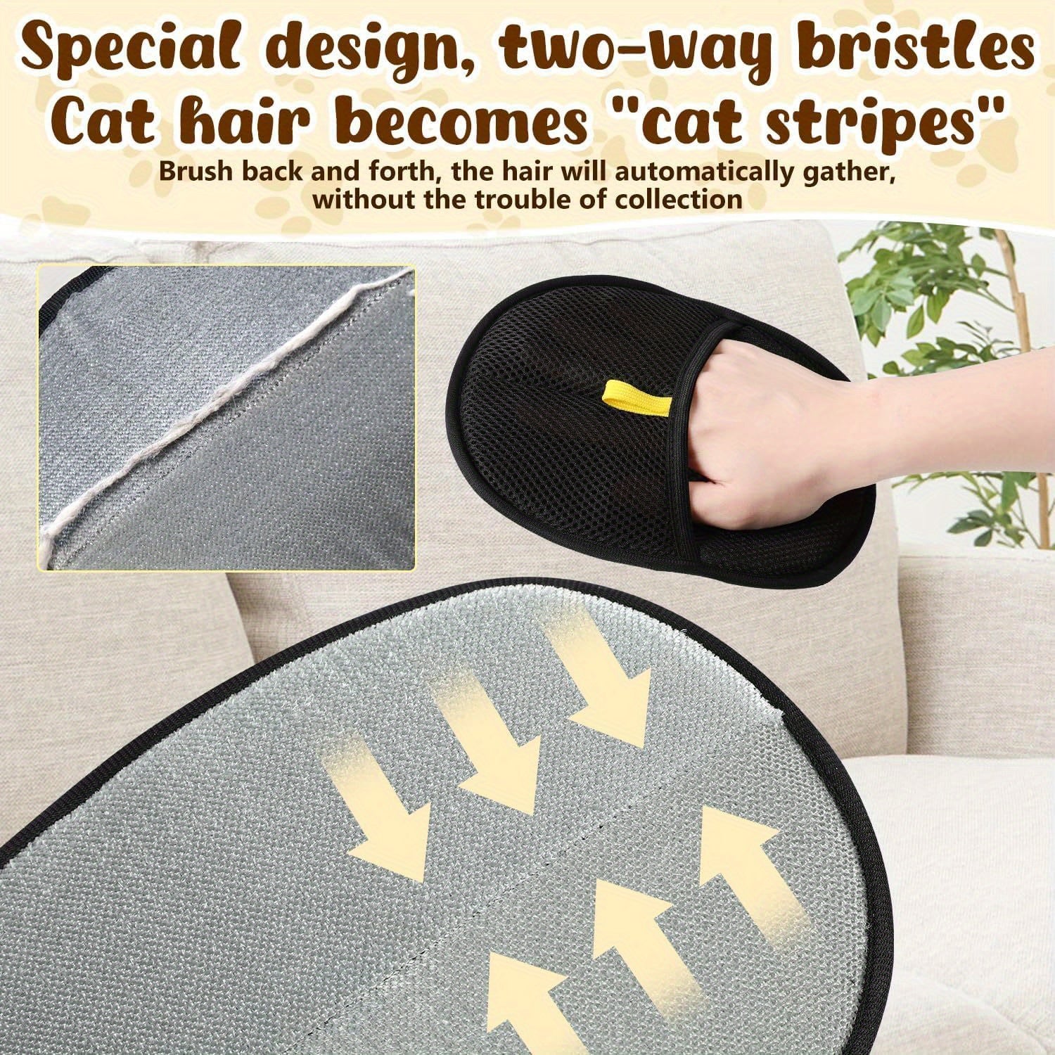Reusable Pet Hair Removal Gloves for Cats & Dogs - Manual Lint Brush for Furniture, Bedding, Clothing | Static Fabric Gripper, Battery-Free Pet Grooming Tool & Home Cleaning Accessories