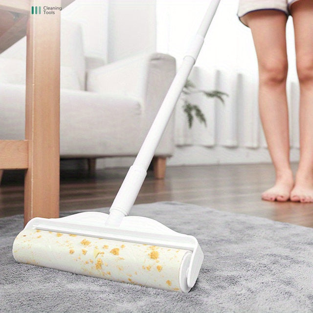 Long Bar Handle Sticky Hair Maker - 9.45inch/7.48inch Diagonal Tear Design Pet Hair Removal Roller for Sofa Carpet Dust Cleaning with Sticky Tearable Paper Brush