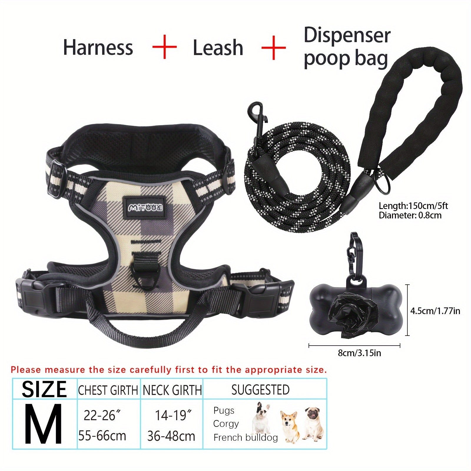 dog harness and leash set