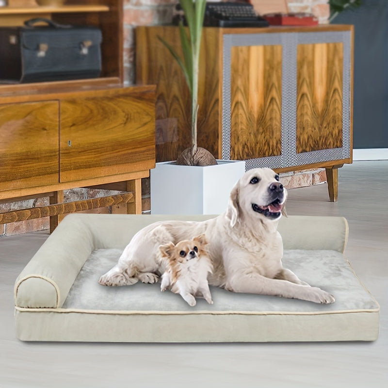 Memory Foam Orthopedic Dog Bed For Medium Dogs, Waterproof Medium Dog Beds With Washable Removable Cover, Dog Sofa Bed, L Shaped Pet Bed With Waterproof Lining And Nonskid Bottom