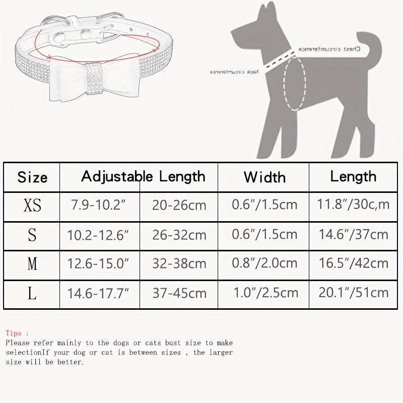 Rhinestone Dog Collar, Double-layer Bow Decor Pet Collar For Small Medium Large Dogs