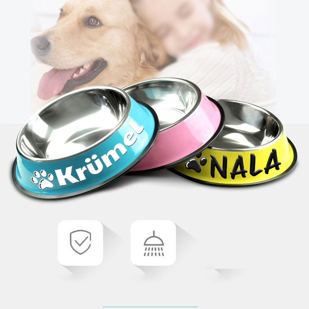 1pc Personalized Stainless Steel Dog Bowls - Non-Slip Custom Pet Feeding Dishes - For Dogs - Ideal for New Year Gifts