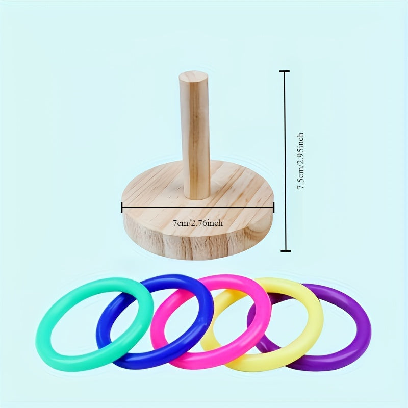 1pc Bird Toys, Wooden Parrot Ring Toy, Interactive Playing Educational Toy For Parrot Parakeet Cockatiel