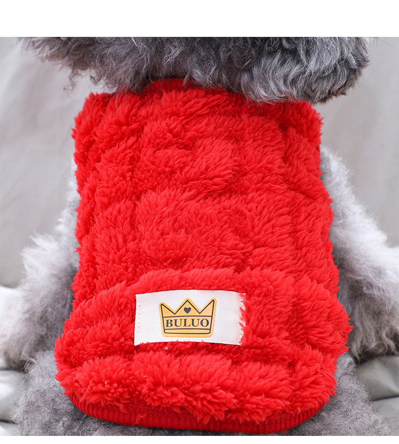 4pcs Dog Sweaters - Cute Fleece Pullover Coats with Wavy Double-Sided Design, Warm Winter Outfits for Small & Medium Dogs & Cats, Soft Polyester Pet Apparel in Light Blue, Red, Yellow, White, Dog Sweater, Pet Winter Wear, Pla