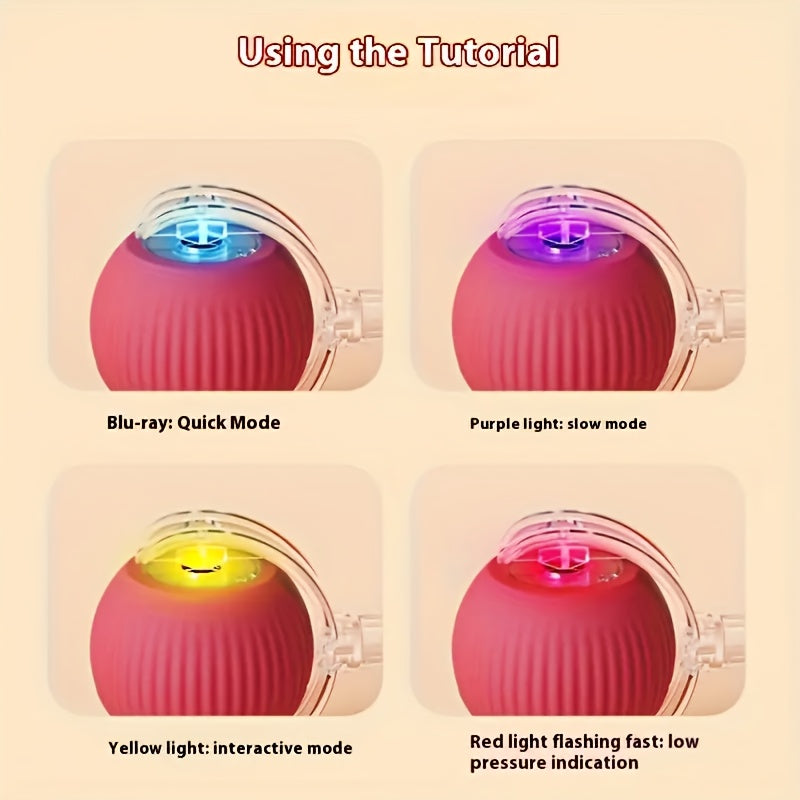 Interactive Pet Toy - 1pc Striped Silicone Magic Ball, USB Charging, Automatic Rolling, Cartoon Design for Small Dogs & Cats