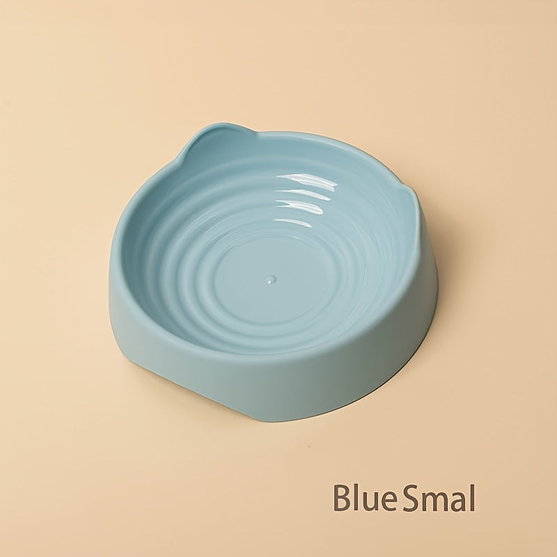 Whisker Delight Cat Bowl - Adorable Cat Ear Shaped, Durable Plastic Food and Water Bowl with Snack Basin - Essential Pet Feeding Supplies for Everyday Use