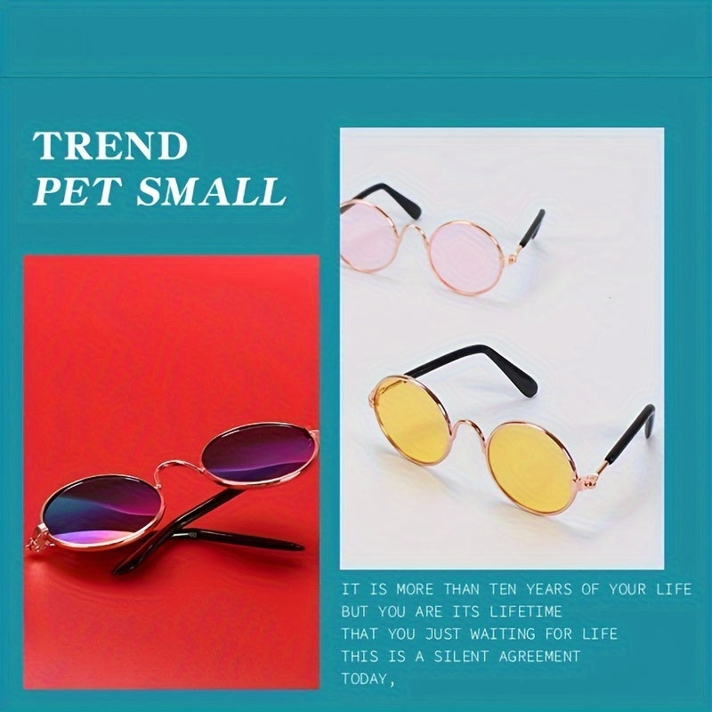 Whimsical Pet Fashion Glasses for Cats & Dogs - Fun & Stylish Round Frame Accessory, Perfect for Teddy Breeds & Unique Animal Fashion Statements, Cute Pet Accessories