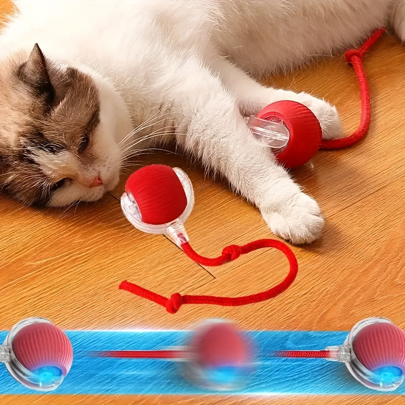 Interactive Pet Toy - 1pc Striped Silicone Magic Ball, USB Charging, Automatic Rolling, Cartoon Design for Small Dogs & Cats
