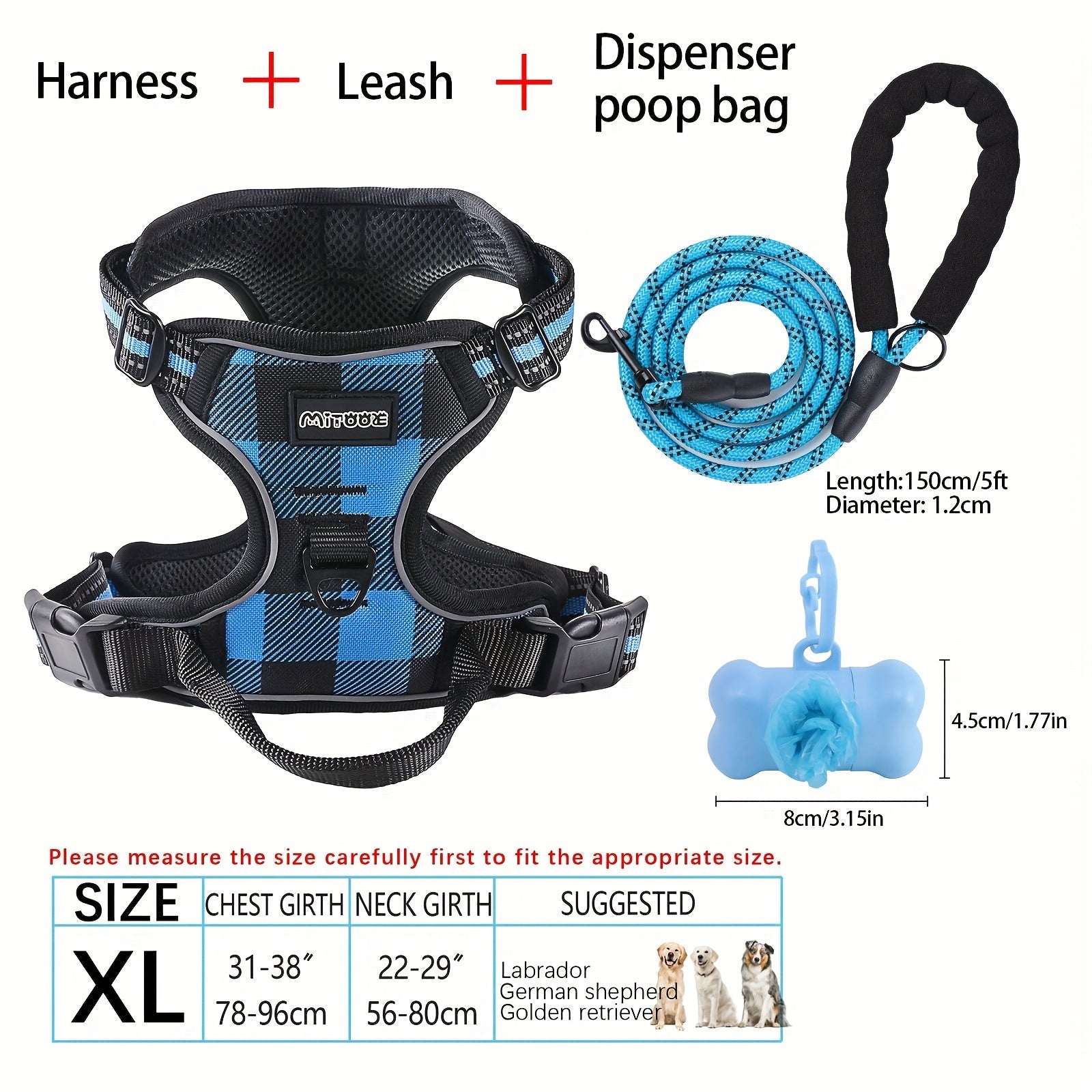 dog harness and leash set
