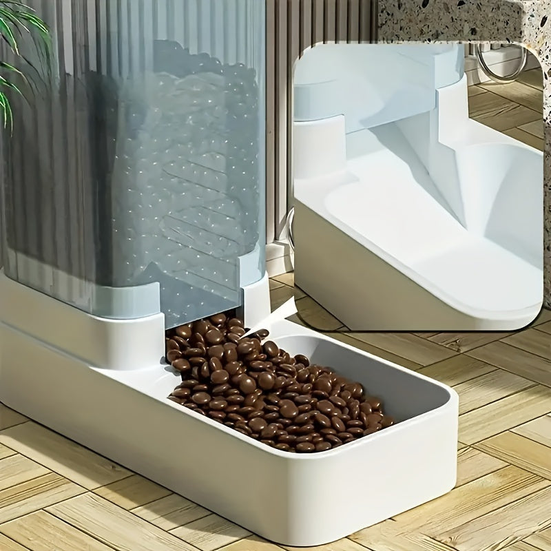 Cat Feeder And Water Dispenser with Pet Bowl, Gravity Food Feeder And Waterer Dispenser In Set for Dogs Cats Pets Animals Large Capacity(1.0gal)