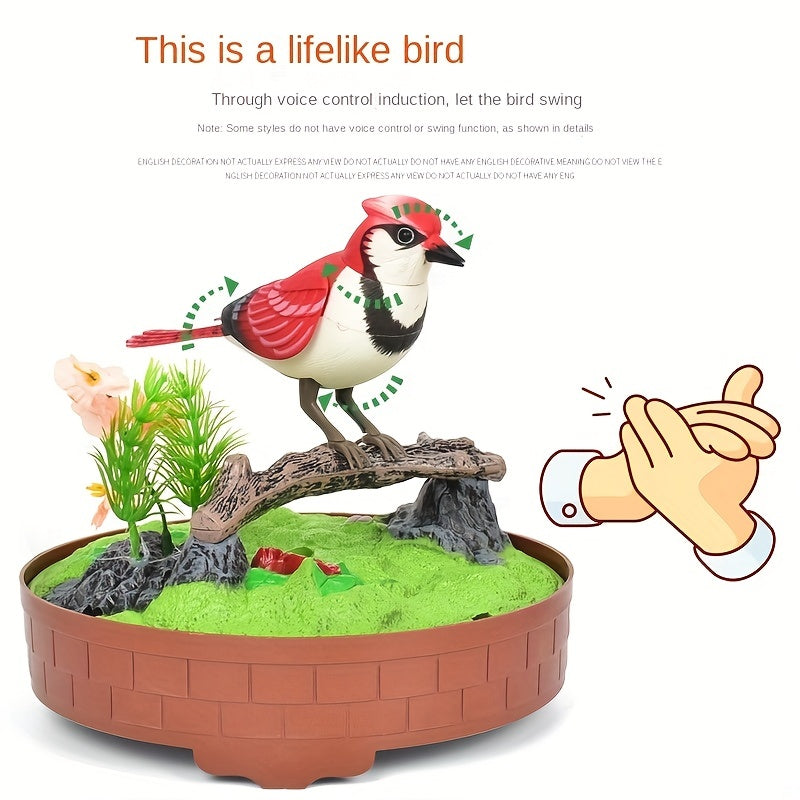 Simulation Voice-activated Bird Decoration Display Electric Induction Parrot Can Call And Move Birdcage Electronic Pet Toy