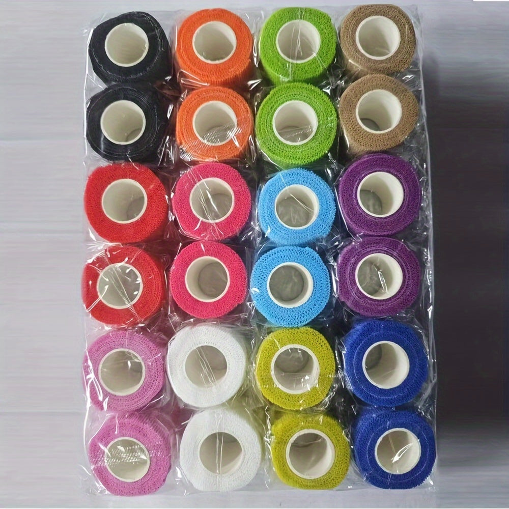 12/24 Rolls of Mixed Color Self-adhesive Bandages, Pet Bandages, Non-woven Bandages, Adhesive Gauze, Suitable for Dogs, Cats, Horses, Birds, Sports on Ankle, Knee, Wrist Support Self-adhesive Multifunctional Bandages