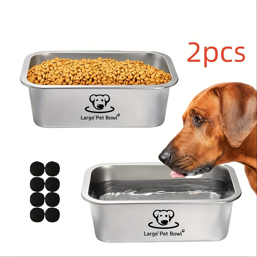 2-Pack Misofog Stainless Steel Dog Bowls for Large Dogs - 2.65 Gallon High Capacity Extra Large Food & Water Bowls with Non-Slip Rubber Base, Durable Easy-Clean Design for Hardwood & Tile Floors, Pet Feeding Essentials, Moder