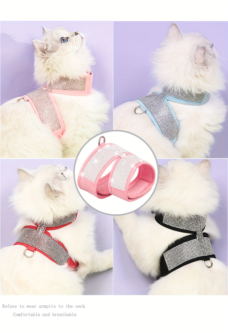 No Pull Pet Harness For Dogs, Bling Rhinestone Soft Dog Harness, Escape Proof Dog Vest Harness For Outdoor Walking Jogging