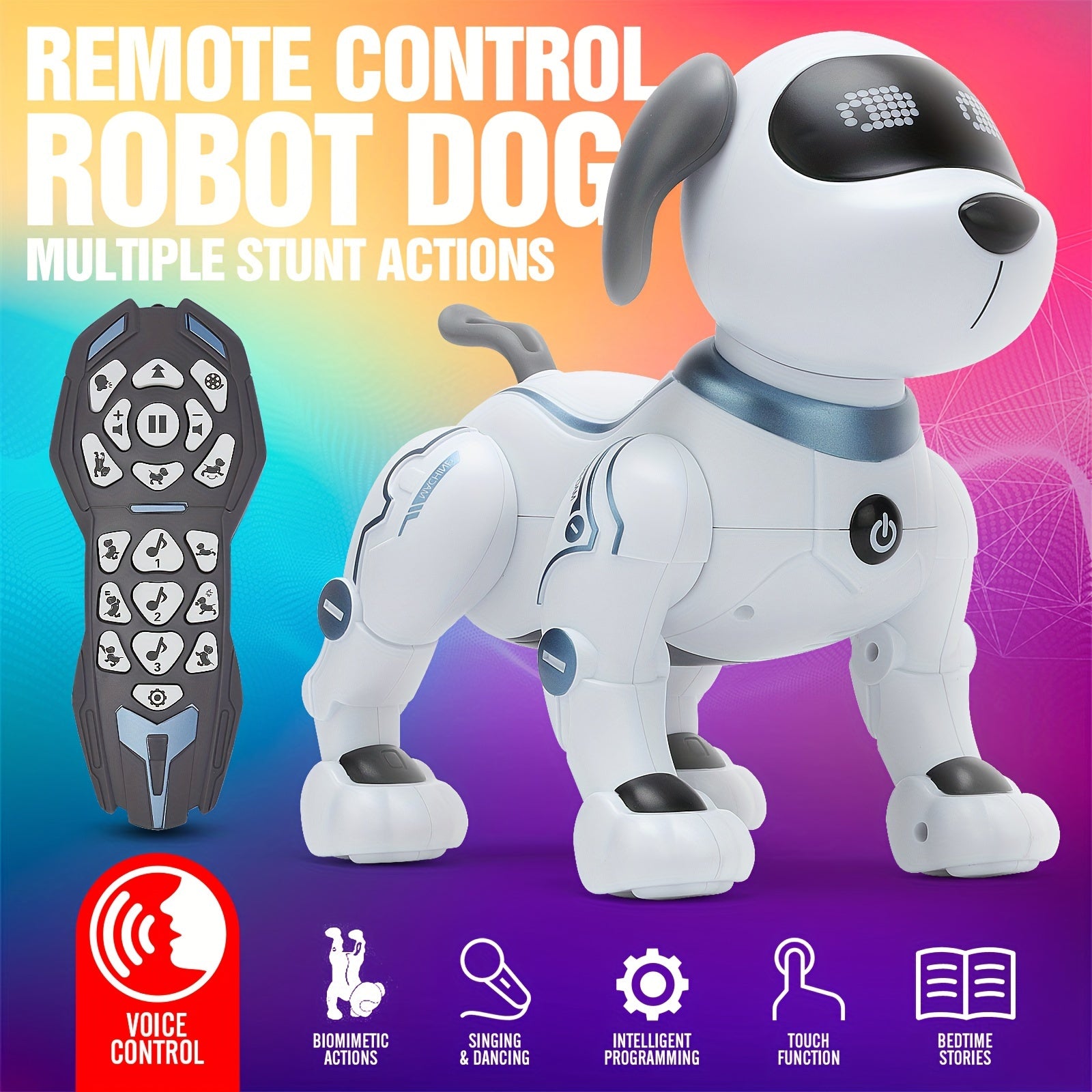 1pc ToyleFun Interactive Robot Dog with Remote Control, Voice Command, Dance & Song Functions, Rechargeable Battery, Infrared Sensing, LED Lights - ABS Resin Electronic Pet Toy for Kids