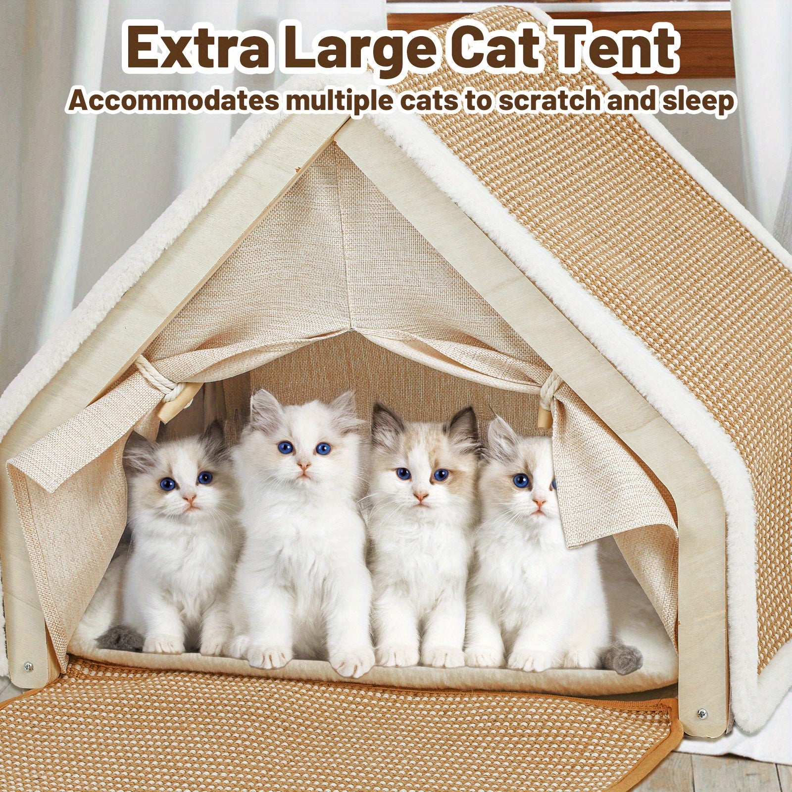 19.68 inches Shell shape sisal cat house Semi-enclosed sleeping bag cat house Natural cat scratching board Anti-chip design Universal pet furniture for indoor and outdoor use