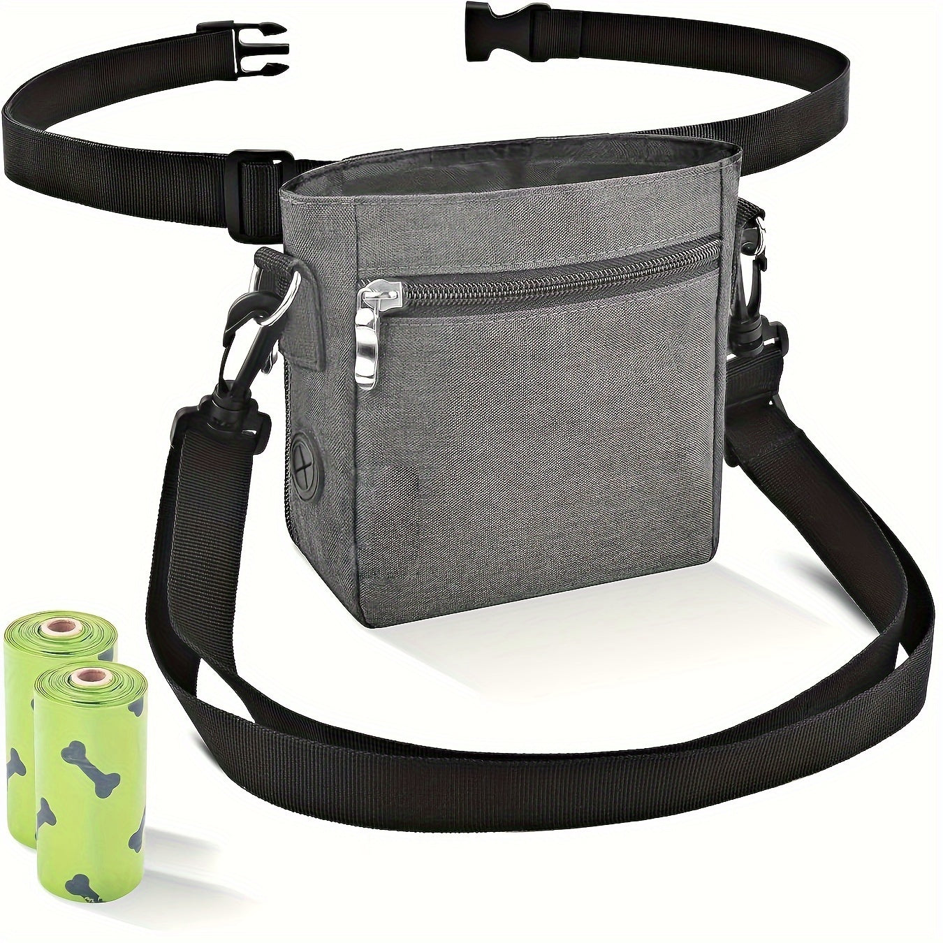 Dog Treat Training Pouch Easily Carries Pet Toys, Kibble, Treats Built-In Poop Bag Dispenser 3 Ways To Wear
